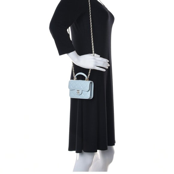 CHANEL Mini Top Handle Flap Purse with Chain - Picture 11 of 11